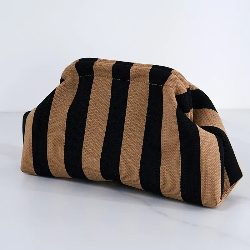 Summer Woven Crochet Purses for Women Beach Clutch Handbags 2026 Dumpling Hobo Casual Colorblock Bag Ladies Ruched Cloud Purse
