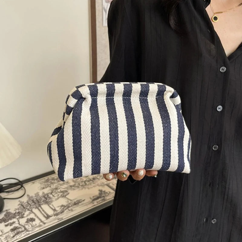 Summer Woven Crochet Purses for Women Beach Clutch Handbags 2026 Dumpling Hobo Casual Colorblock Bag Ladies Ruched Cloud Purse