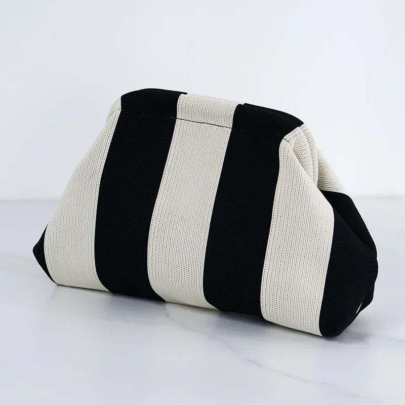 Summer Woven Crochet Purses for Women Beach Clutch Handbags 2026 Dumpling Hobo Casual Colorblock Bag Ladies Ruched Cloud Purse