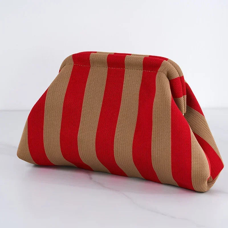 Summer Woven Crochet Purses for Women Beach Clutch Handbags 2026 Dumpling Hobo Casual Colorblock Bag Ladies Ruched Cloud Purse