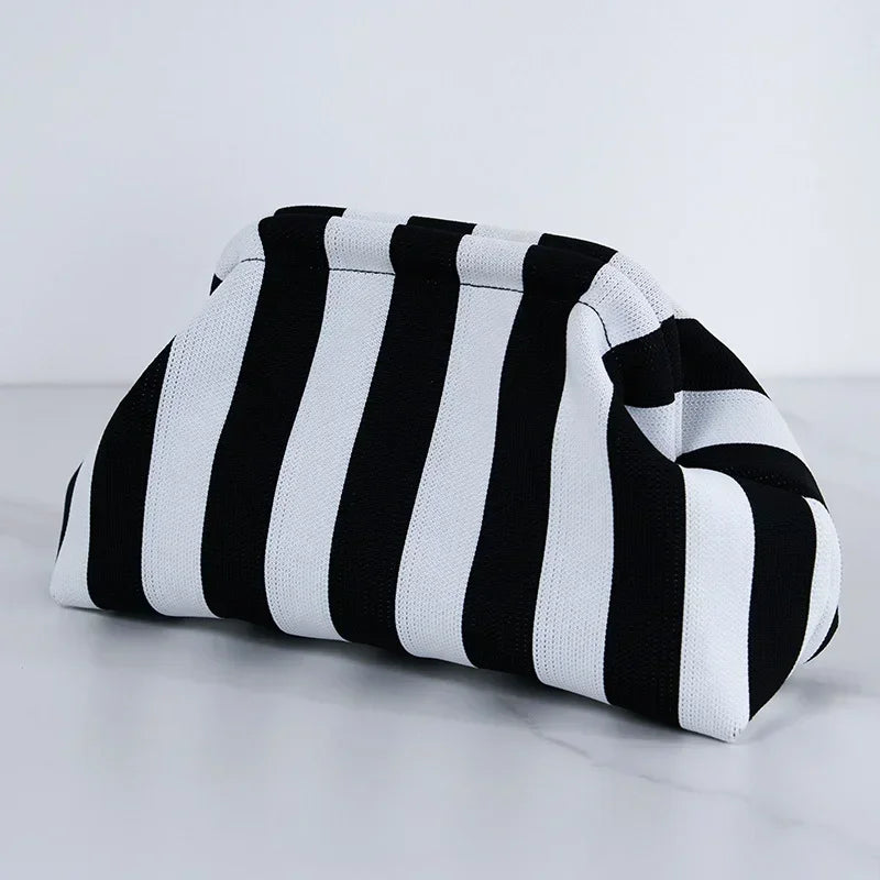 Summer Woven Crochet Purses for Women Beach Clutch Handbags 2026 Dumpling Hobo Casual Colorblock Bag Ladies Ruched Cloud Purse